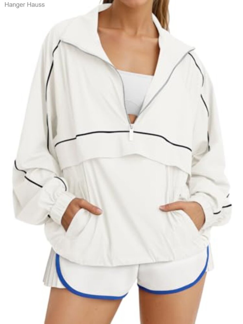 Women's UPF 50+ Quarter Zip Pullover Lightweight Athletic Windbreaker Jacket - Picture 1 of 6